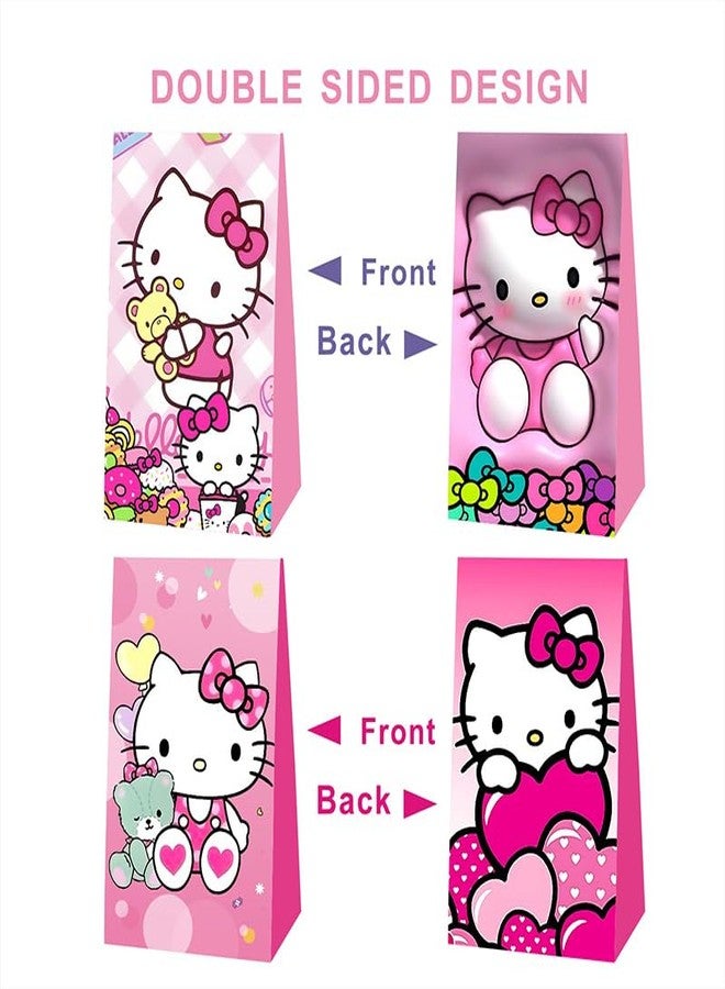 BNFUO 12pcs Kitty Birthday Party Gift Bags Goodie Bags,Kitty Party Supplies for Kids Birthday Decorations - Image 3
